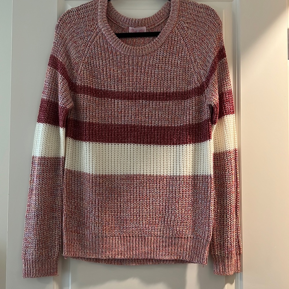 Pink Lily Just Think of Me Pink Colorblock Sweater